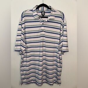 FootJoy Shirt Mens Large Melange Stripe Performance Golf Polo Stretch